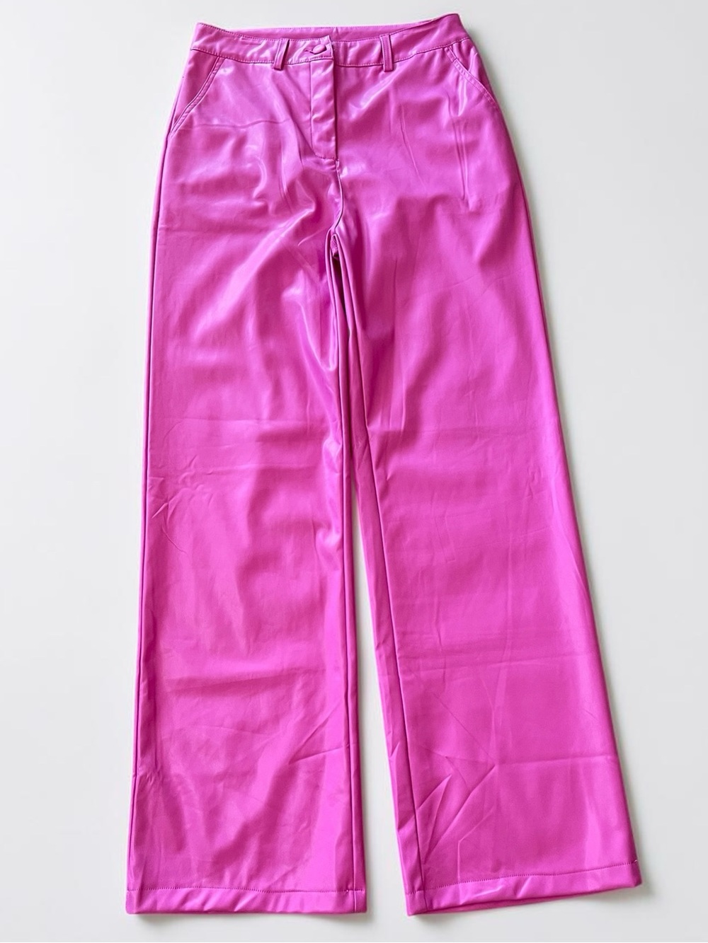 idem ditto Hot Pink Rose Violet Faux Leather Pants Sz M High-Rise Spandex NWT